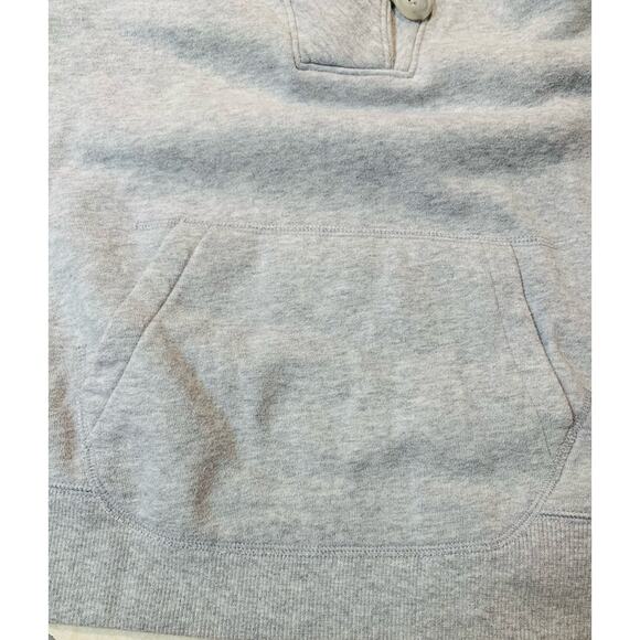 Vintage Sweatshirt Large Womens Gray Pullover Roll Collar Kangaroo Pocket Button - Picture 5 of 10